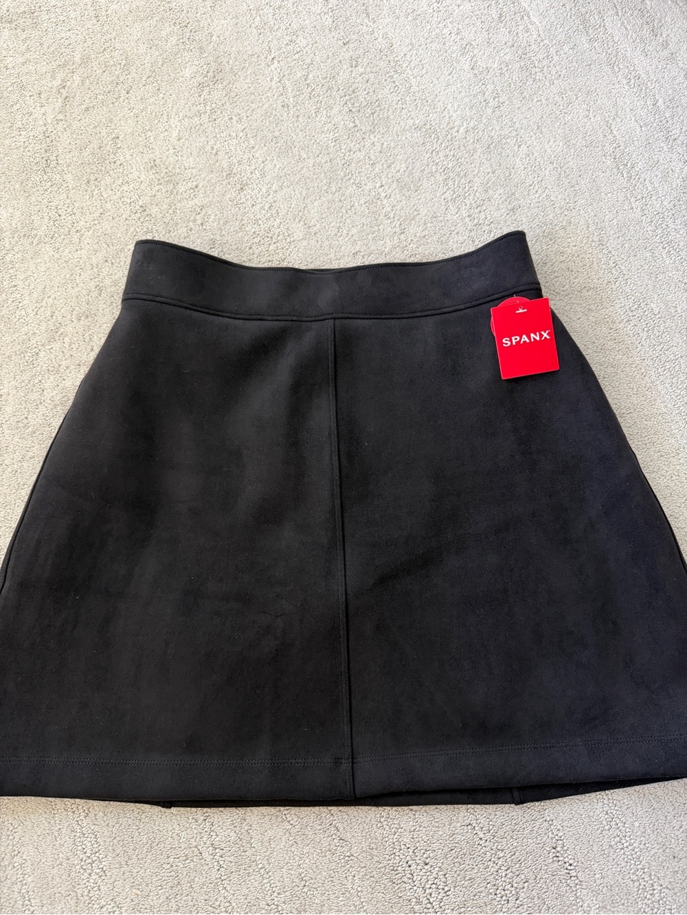 SPANX Black A-Line Faux Suede Mini Skirt with Tag